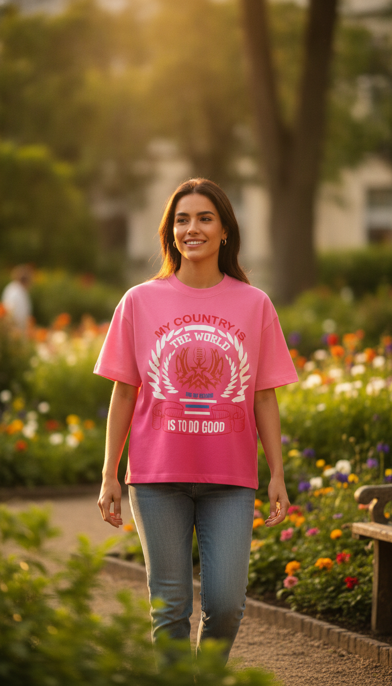 Vintage Graphic Pink Sunfade Ombré Wash Boxy Fit T-shirt - LitShirt