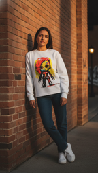Urban Graphic Off-White Waffle Knit Oversized Full-Sleeve - LitShirt