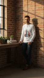 Urban Graphic White Henley waffle knit - LitShirt
