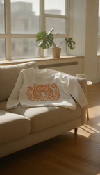 Tiger Graphic Off-White Waffle Knit Oversized Full-Sleeve - LitShirt
