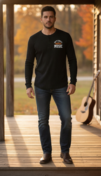 I Love Music Black Henley waffle knit - LitShirt