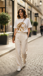 Lion Graphic Waffle Boxy Tee - LitShirt
