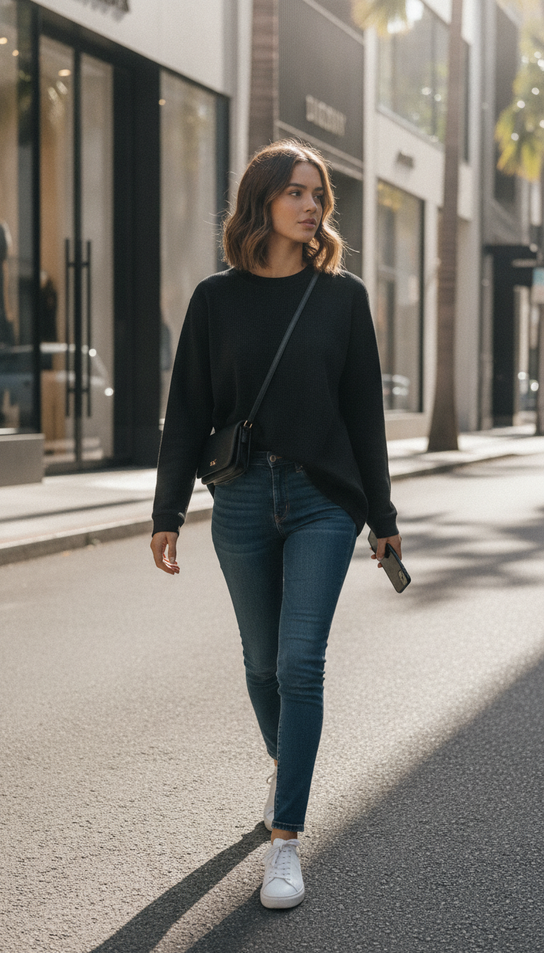 Black Waffle Knit Oversized Full-Sleeve - LitShirt