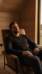 Black Henley waffle knit - LitShirt