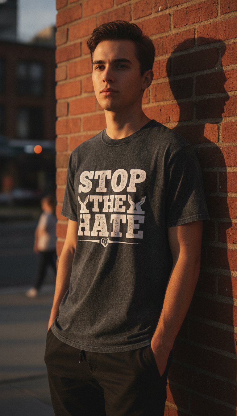 Stop The Hate Acidwash Oversized T-Shirt - LitShirt