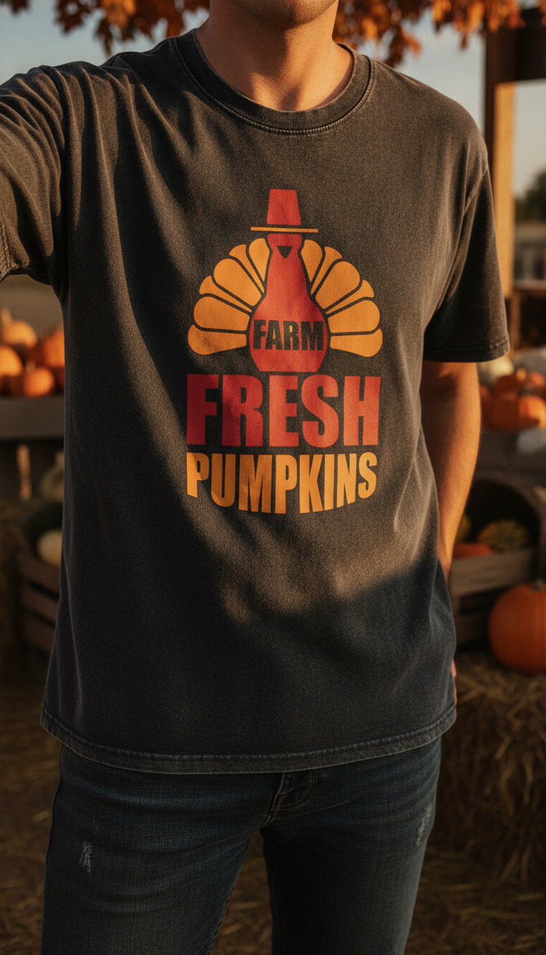 Farm Fresh Pumpkins Vintage Fade Acidwash Oversized T-Shirt - LitShirt