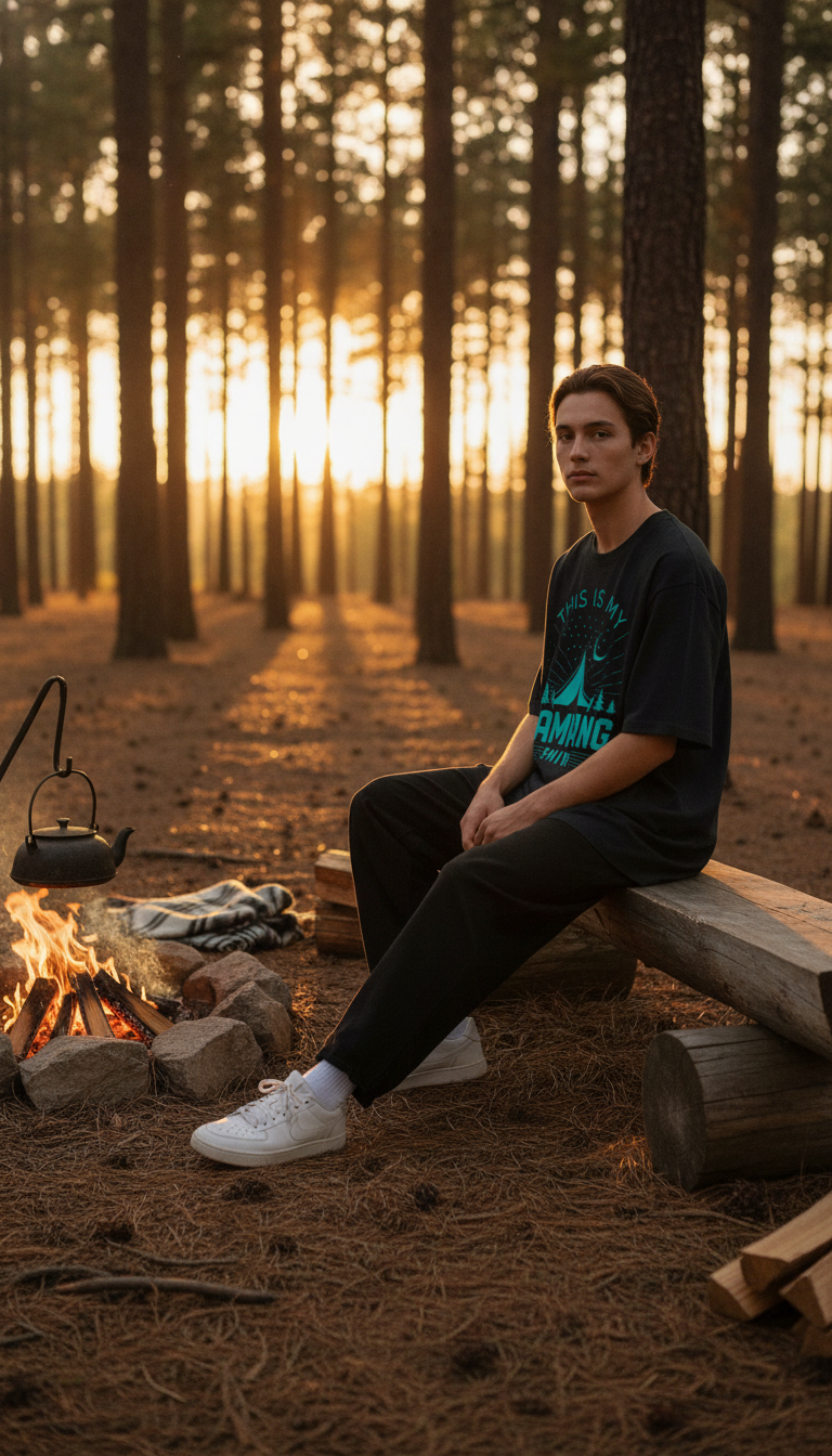 This Is My Camping Shirt Black Oversized T-Shirt - LitShirt