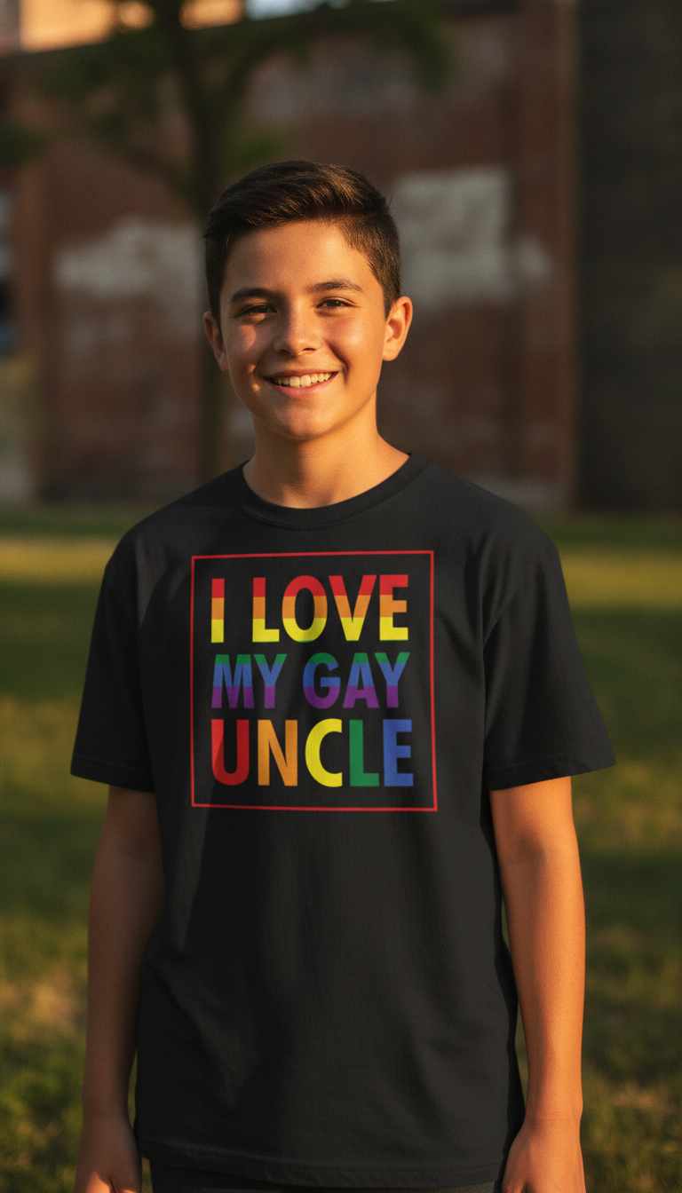 I Love My Gay Uncle Black Oversized T-Shirt - LitShirt
