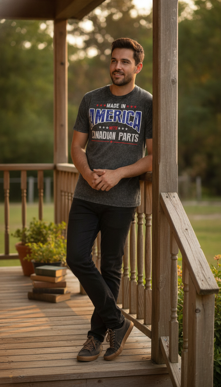 Made In America With Canadian Parts Acidwash Oversized  T-Shirt - LitShirt