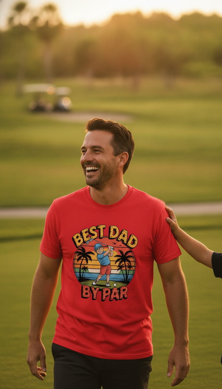Cartoon Golfer Red T-Shirt - LitShirt