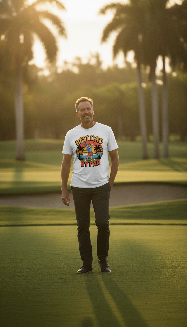 Cartoon Golfer White T-Shirt - LitShirt