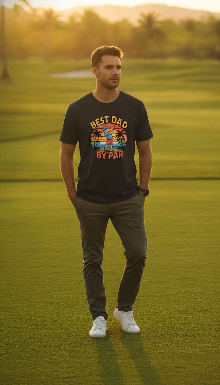 Cartoon Golfer Black T Shirt - LitShirt