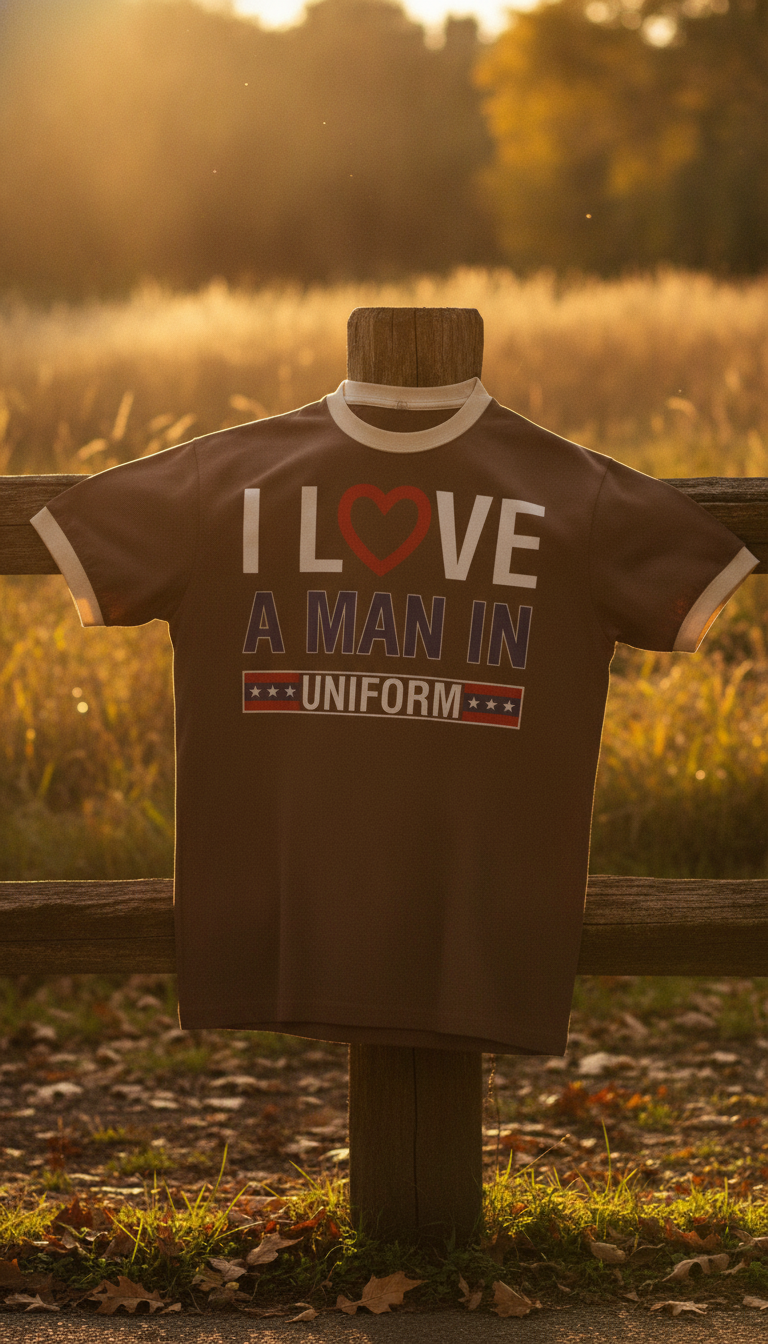I Love A Man In Uniform Mousse & Cream Ringer Tee