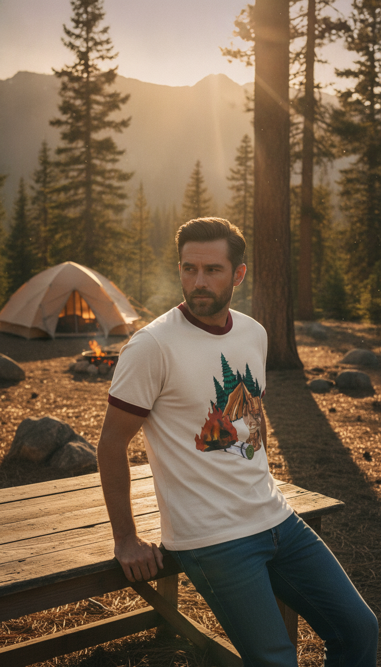 Adventure Backup Off White & Maroon Ringer Tee