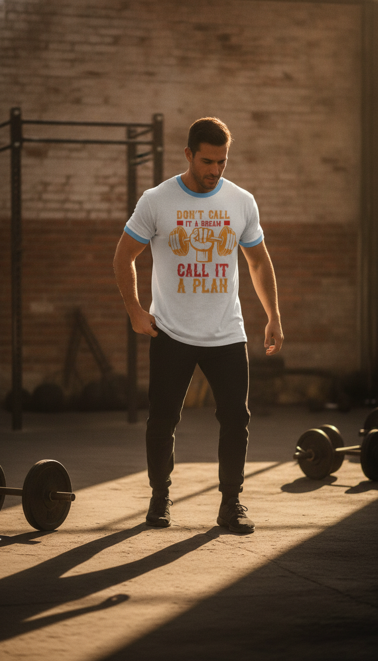 Gym White & Sky Blue Ringer Tee