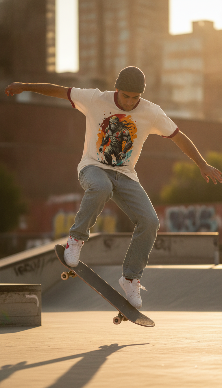 Urban Graphic Off White & Maroon Ringer Tee