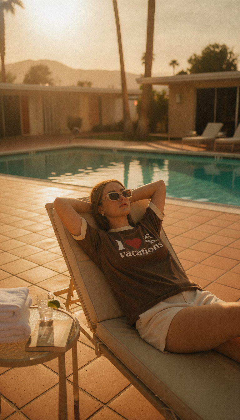 I Love Vacations Mousse & Cream Ringer Tee