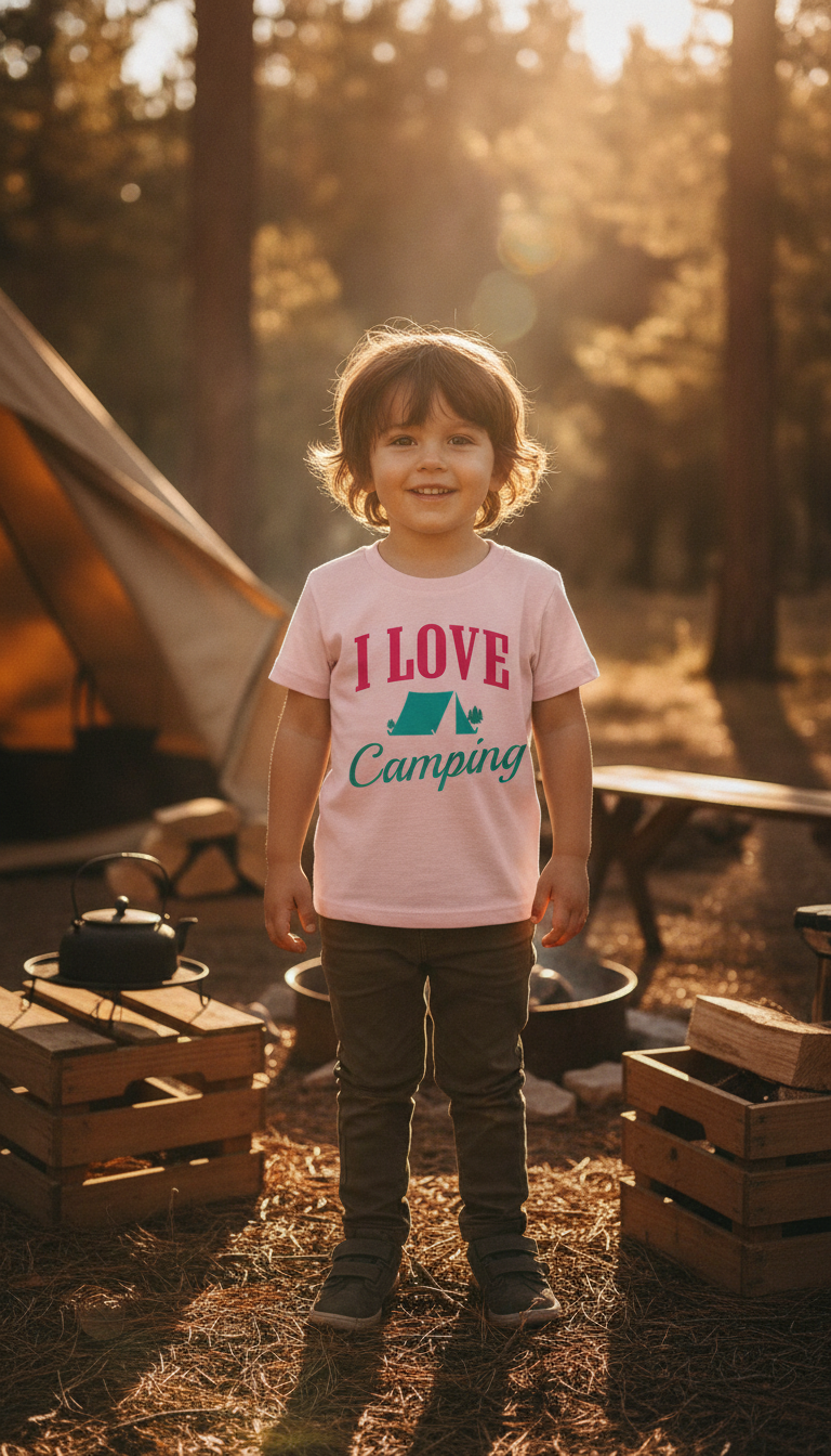 I Love Camping Baby Pink Baby Tee