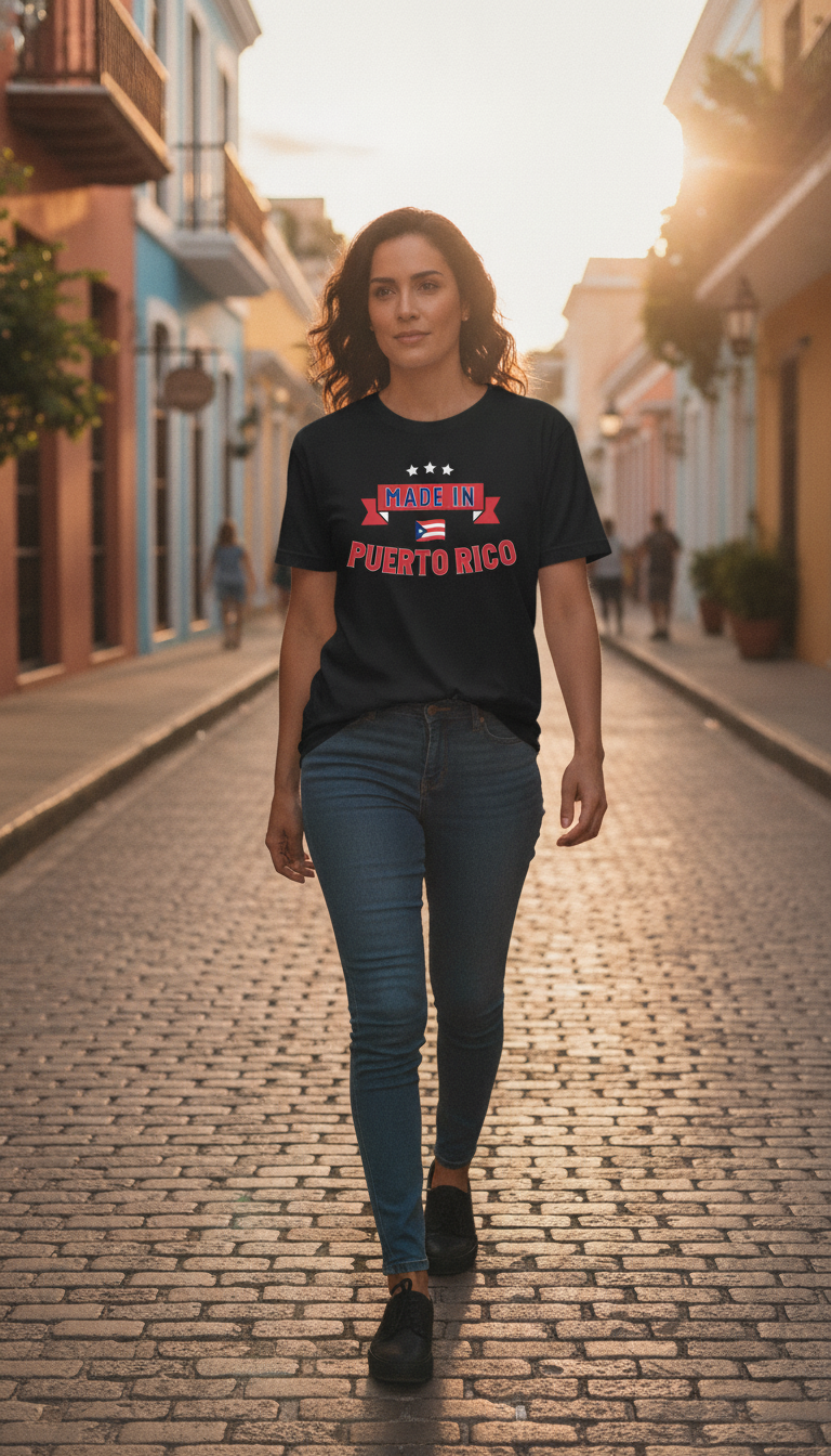Made In Puerto Rico Black Oversized T-Shirt