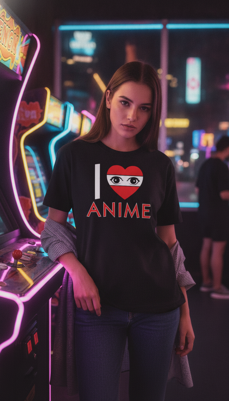 I Love Anime Black Oversized T-Shirt