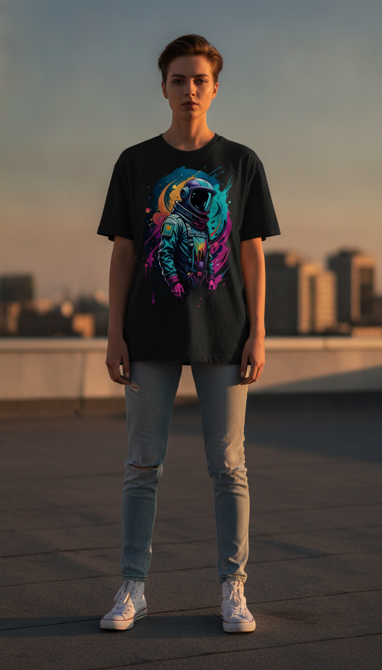 Urban Graphic Black Oversized T-Shirt