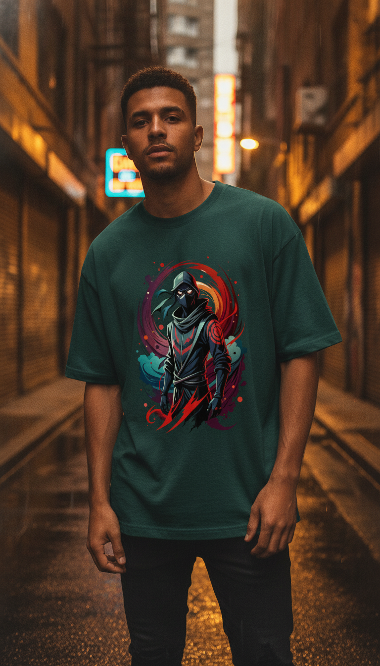 Urban Graphic Bottle Green Oversized T-Shirt