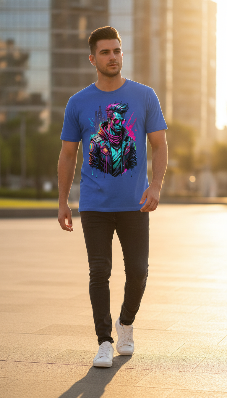 Urban Graphic Royal Blue Oversized T-Shirt