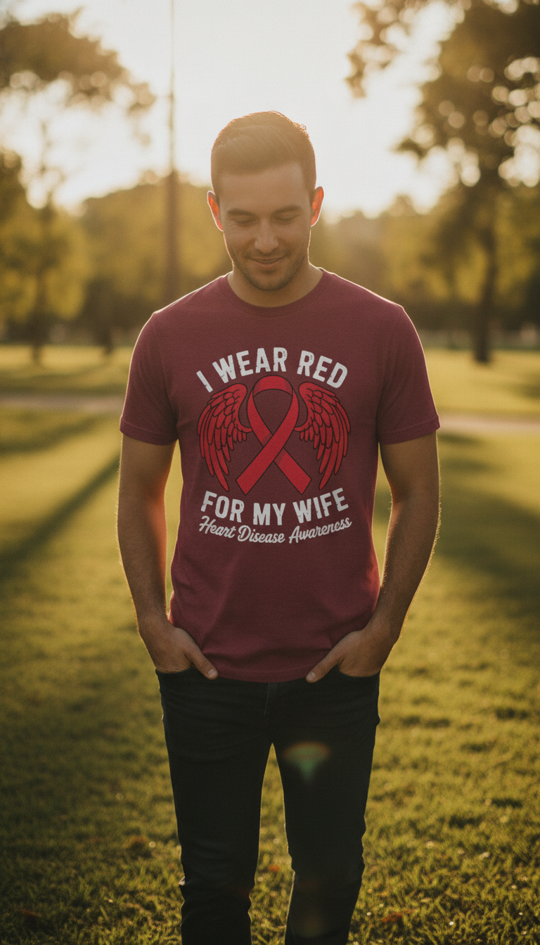 Heart Disease Awareness Maroon Regular Fit T-Shirt