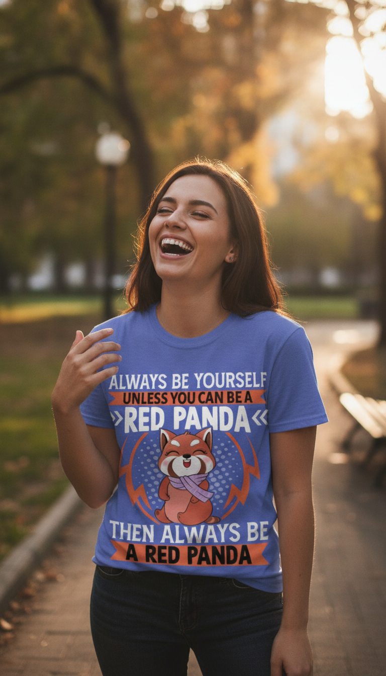 Red Panda Blue Regular Fit T-Shirt