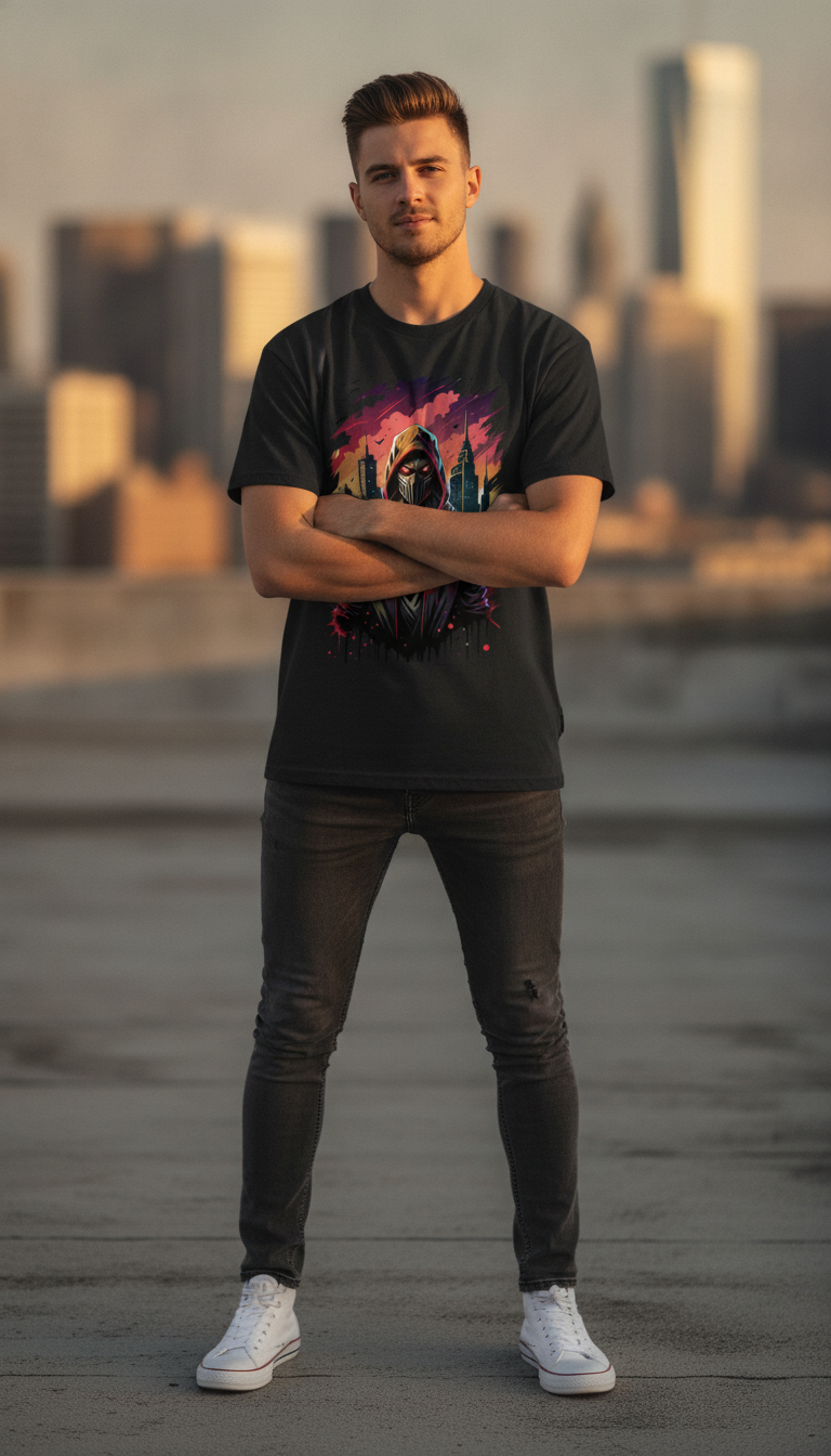 Urban Graphic Black Regular Fit T-Shirt