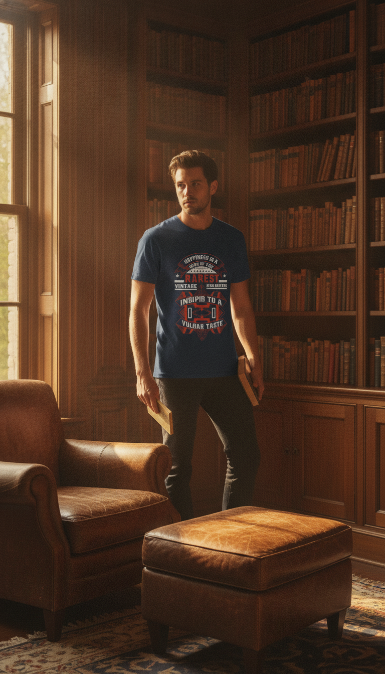 Vintage Graphic Navy Blue Regular Fit T-Shirt
