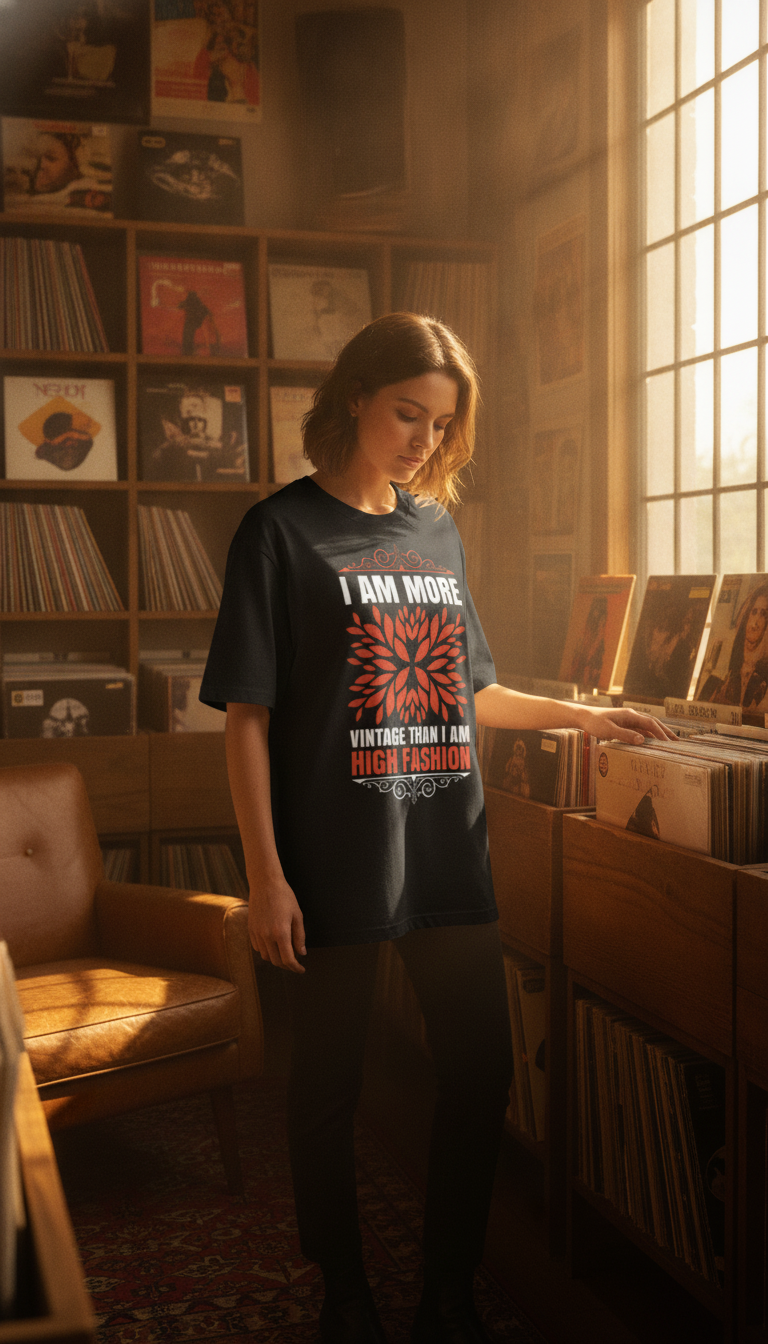 Vintage Graphic Black Oversized T-Shirt (240 GSM)