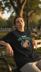 Don't Worry Be Cappy Black Oversized T-Shirt