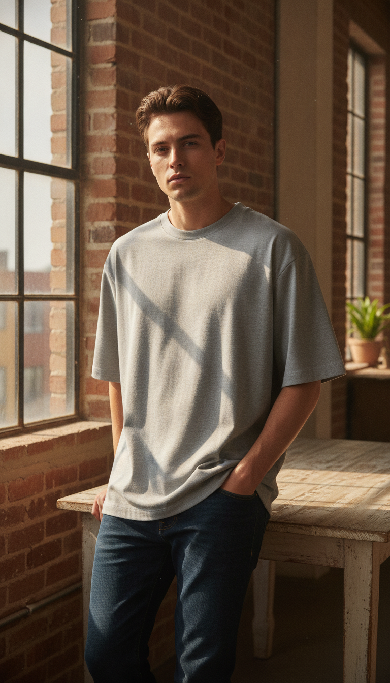 Grey Mélange Unisex Oversized Standard T-Shirt