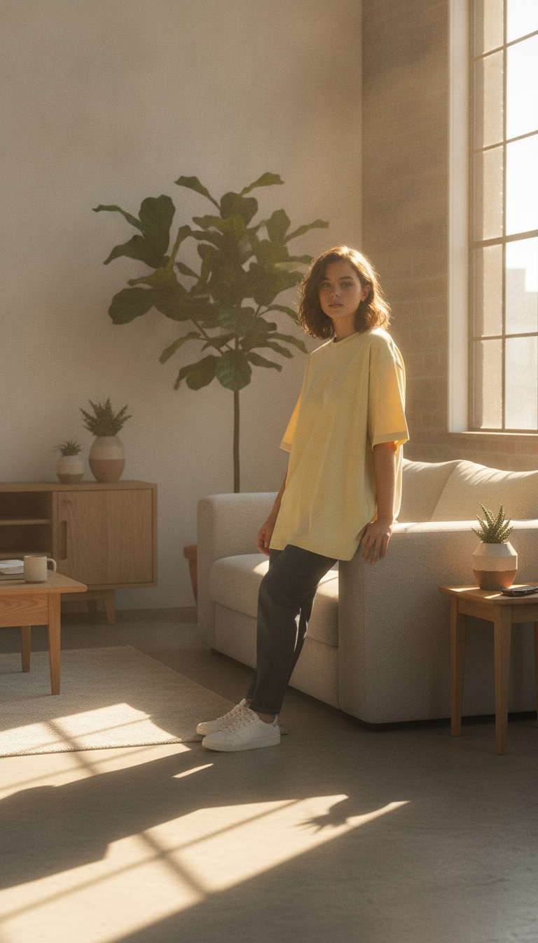 Beige Unisex Oversized Standard T-Shirt
