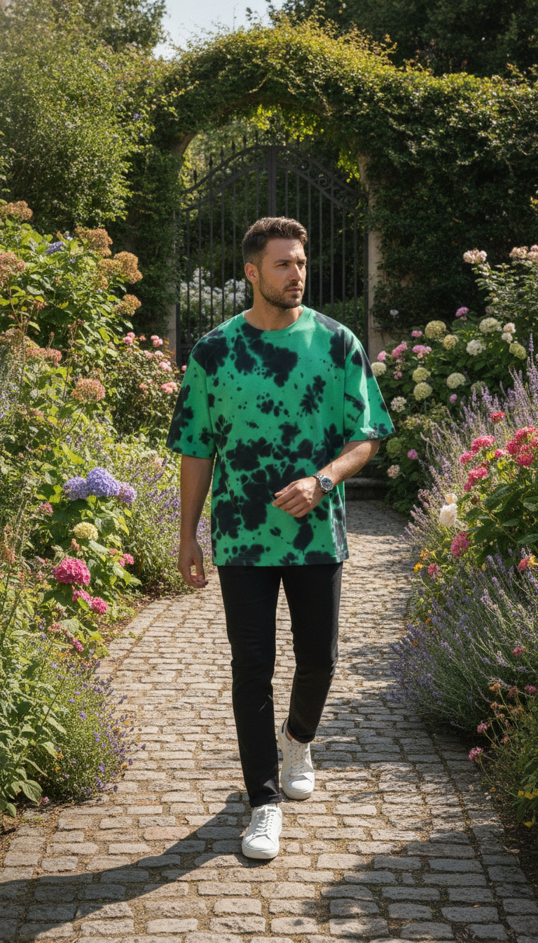 Unisex Tie Dye Oversized T-Shirt (260 GSM) Green Black