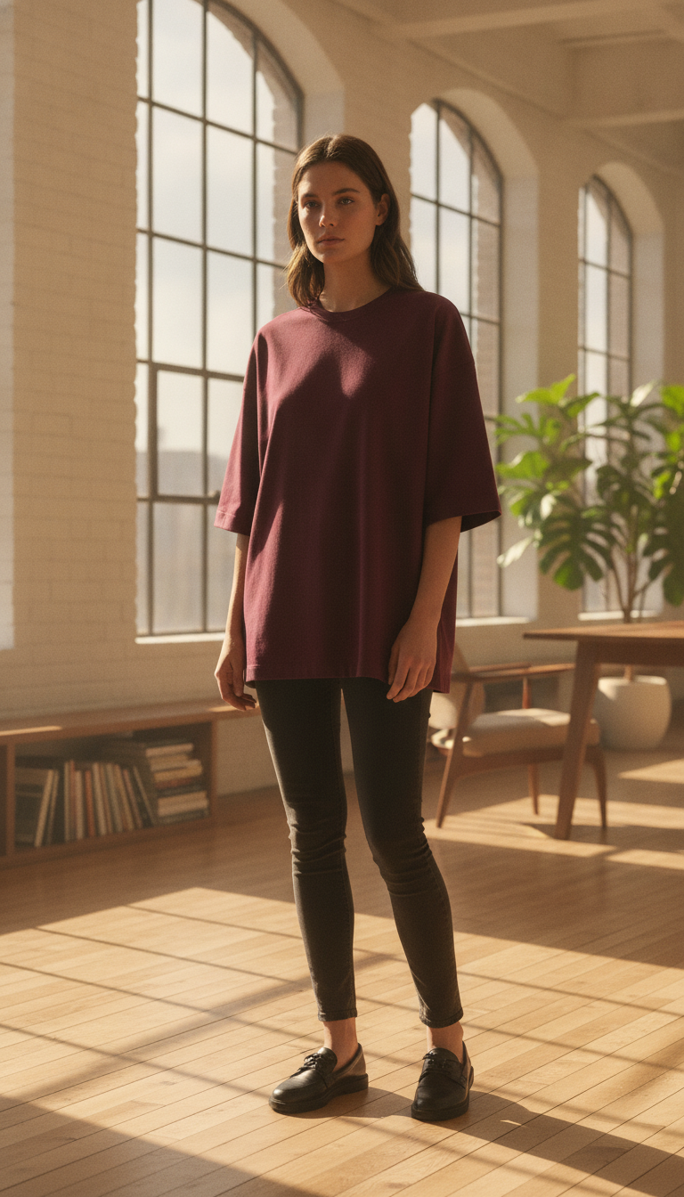 Unisex Terry Oversized Tee (260 GSM) Maroon