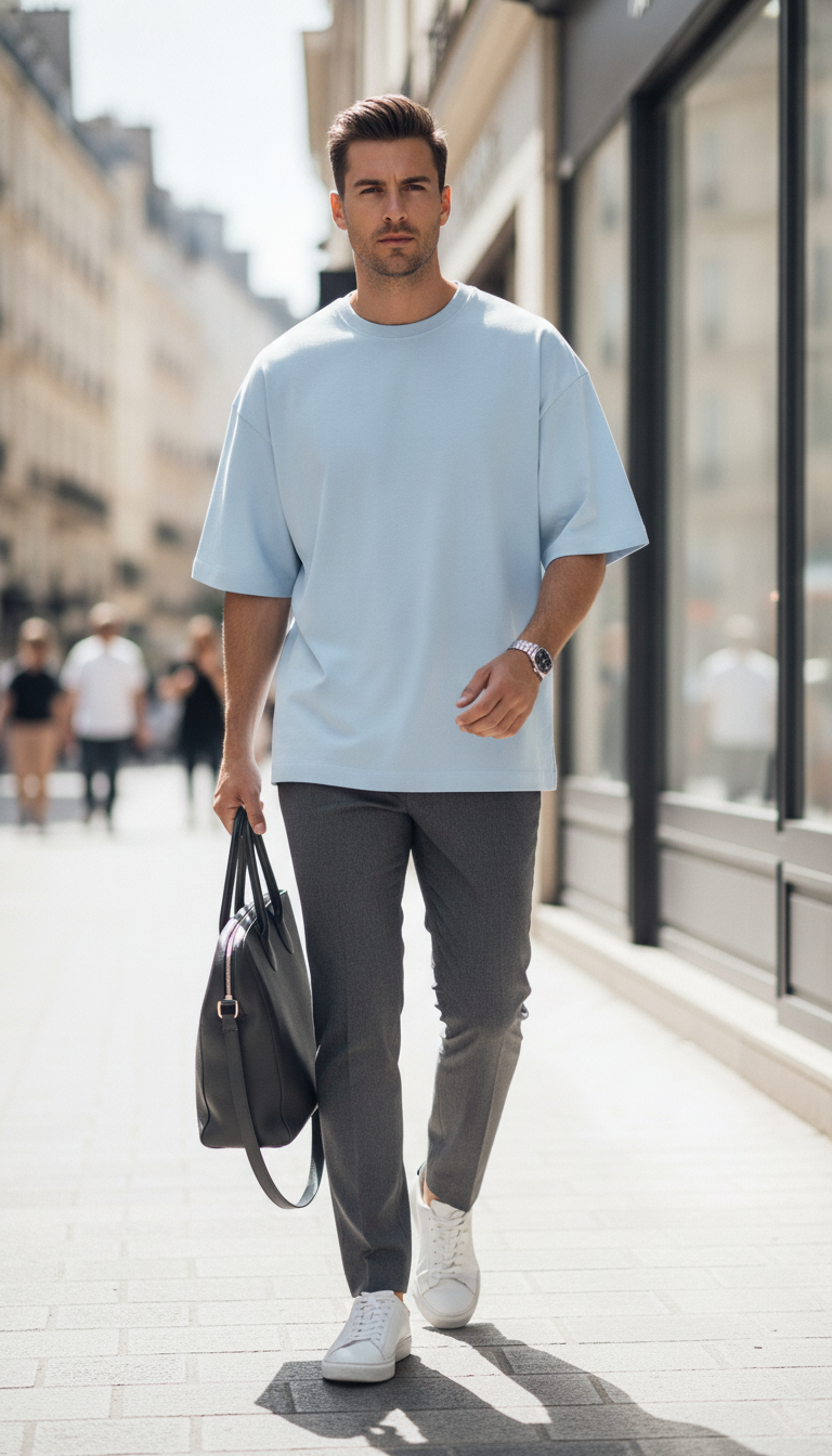 Unisex Terry Oversized Tee (260 GSM) Baby Blue