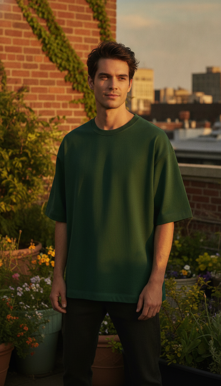 Unisex Terry Oversized Tee (260 GSM) Bottle Green