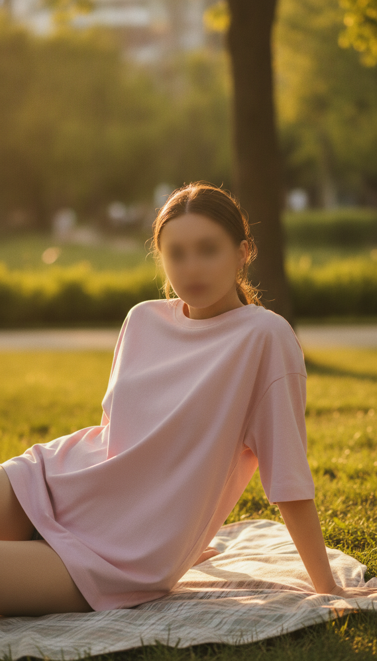 Unisex Terry Oversized Tee (260 GSM) Light Baby Pink