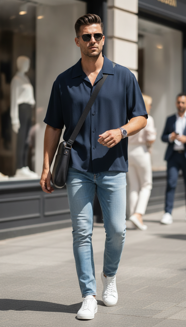 Pure Core 240 Navy Blue Unisex Oversized Shirt