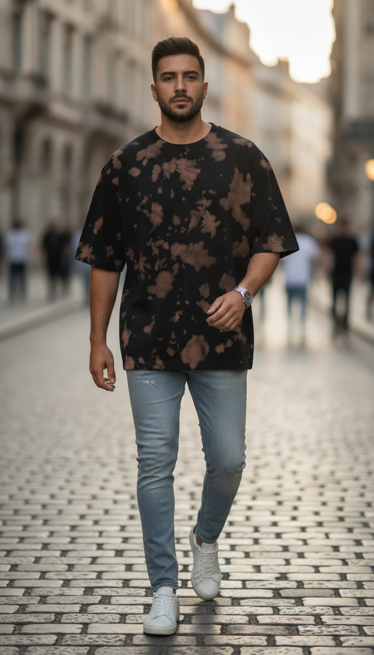 Unisex Tie Dye Oversized T-Shirt (260 GSM) Brown Black