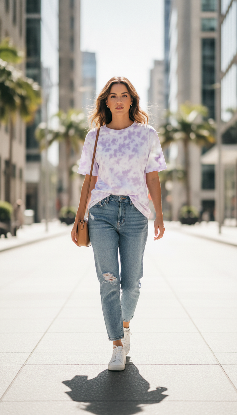 Unisex Tie Dye Oversized T-Shirt (260 GSM) White Lavender