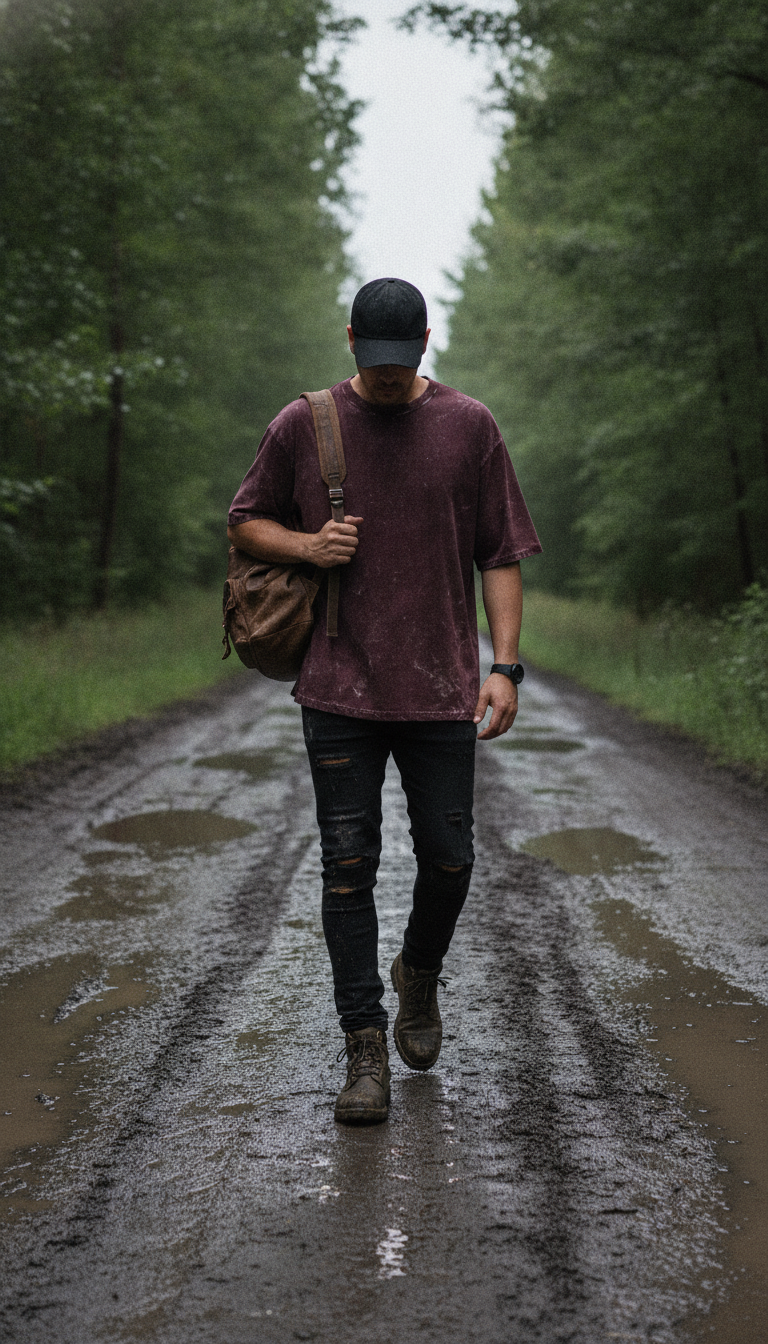 Unisex Acid Washed Oversized Tee (240 GSM) Maroon