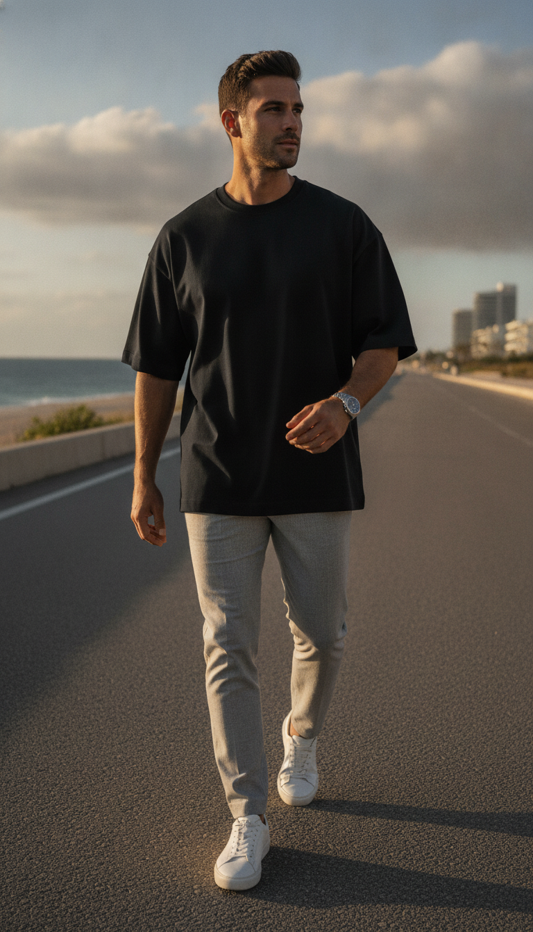 Unisex Terry Oversized Tee (260 GSM) Black