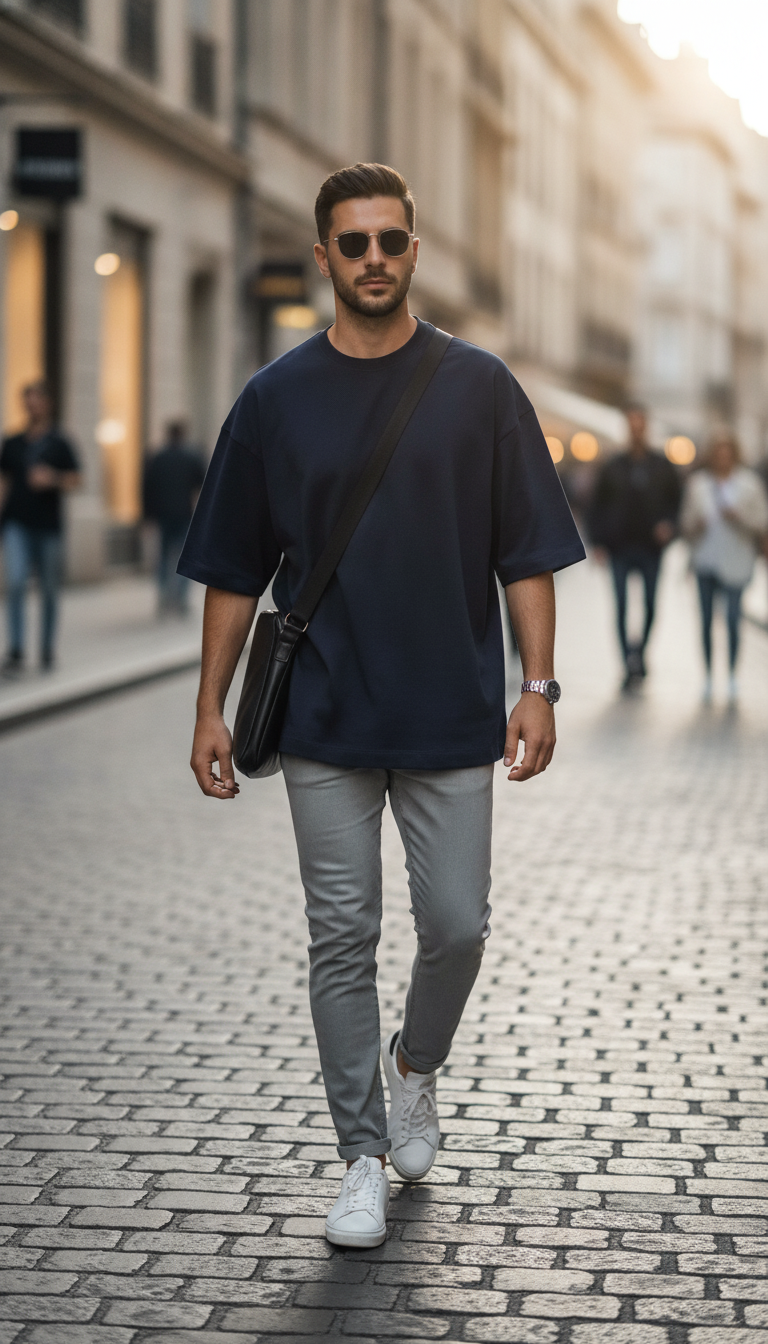 Unisex Terry Oversized Tee (260 GSM) Navy Blue