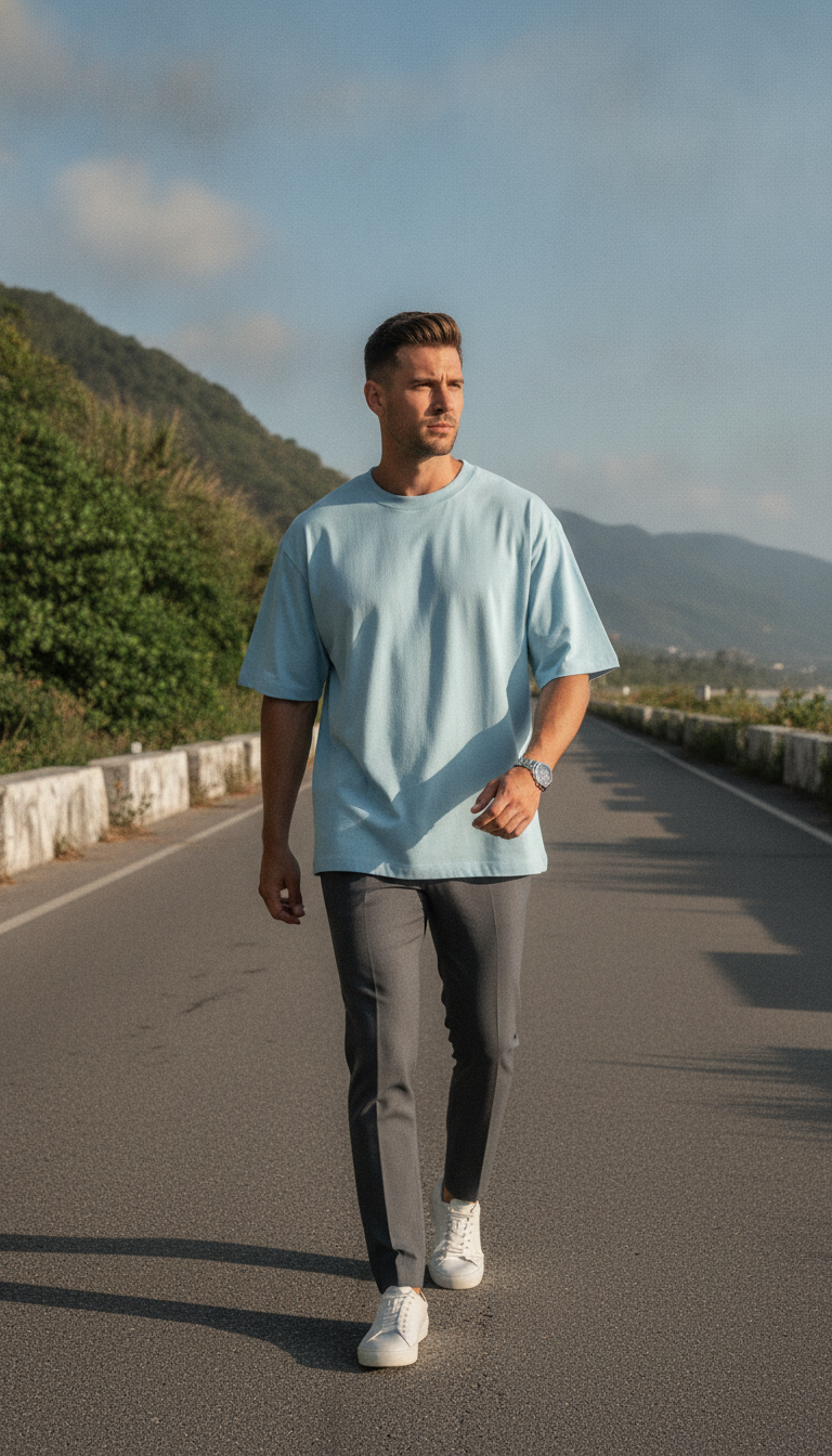 The 240 Heavy Unisex Oversized Classic T-Shirt Baby Blue