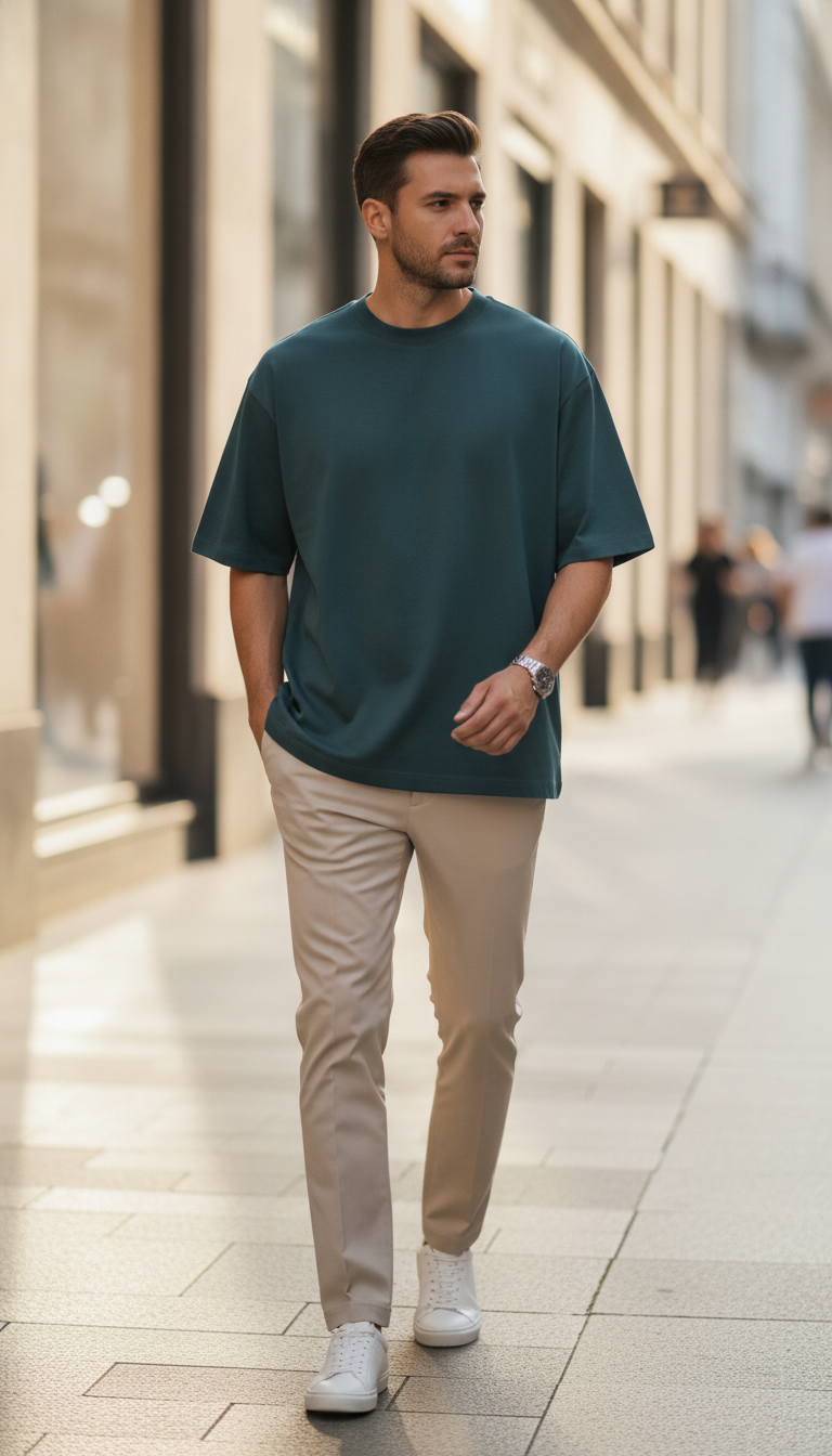 The 240 Heavy Unisex Oversized Classic T-Shirt Petrol Blue