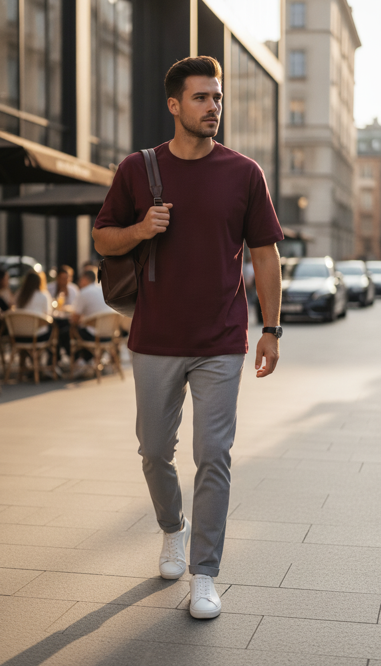 Maroon Unisex Classic Crew T-Shirt