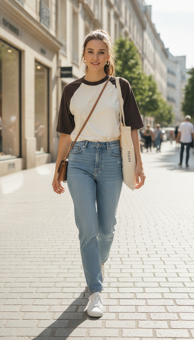 Unisex Oversized Raglan Coffee Brown off white